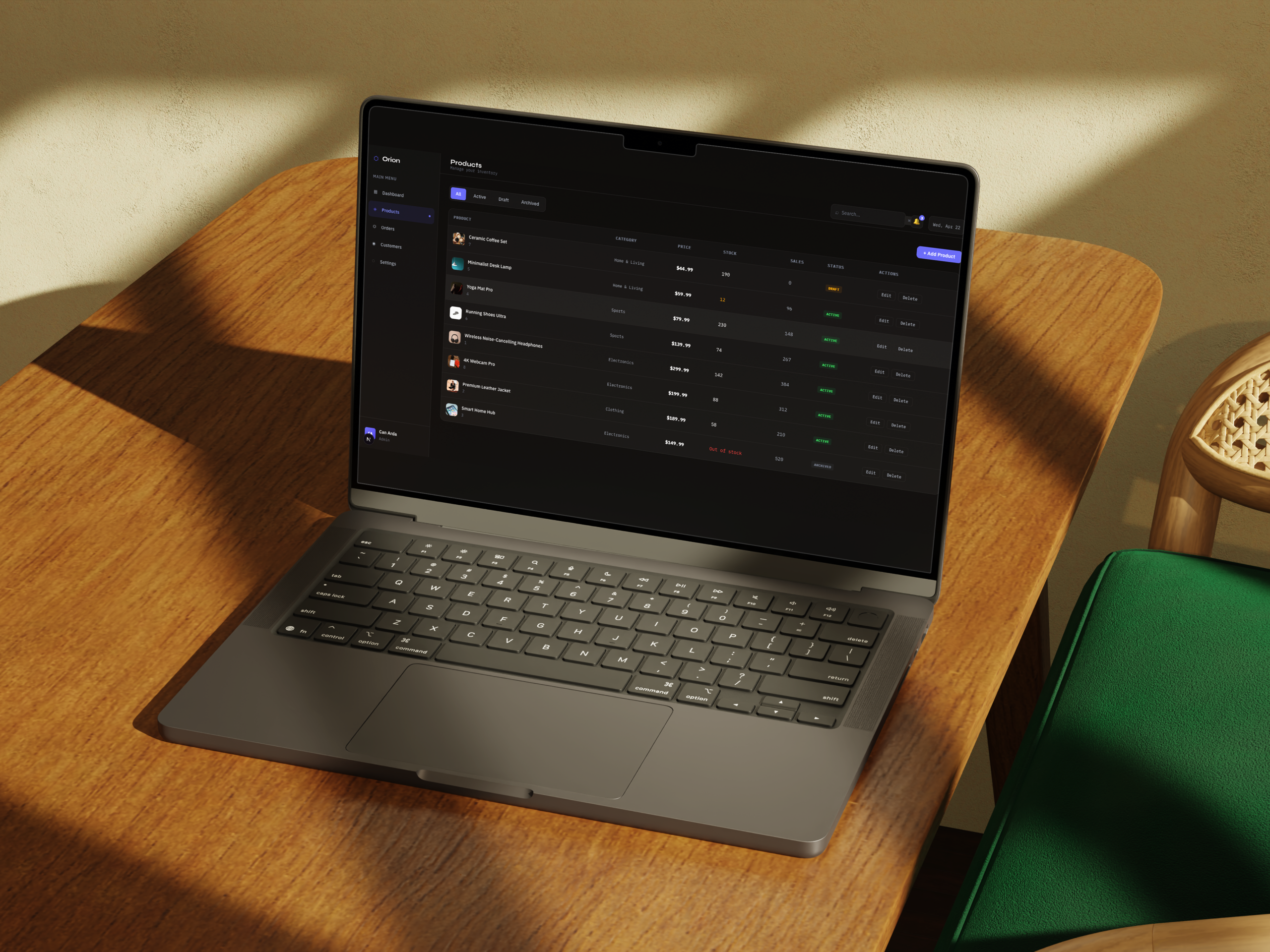 Orion E-commerce Dashboard - Products